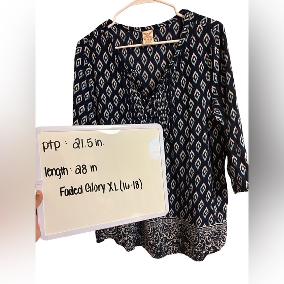 Faded Glory Womens Navy and White Blouse XL - Picture 5 of 5